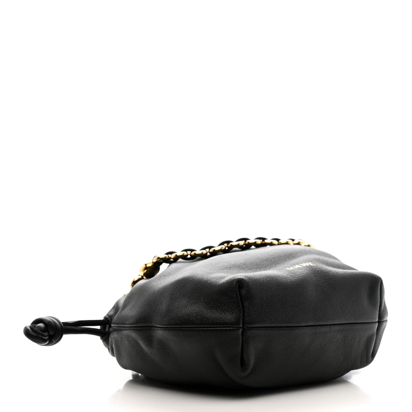 Mellow Nappa Donut Chain Mini Flamenco Knot Clutch Black