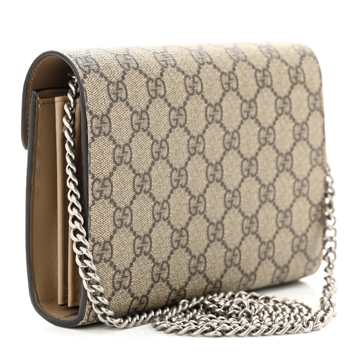 Calfskin GG Matelasse Chain Wallet Beige Taupe