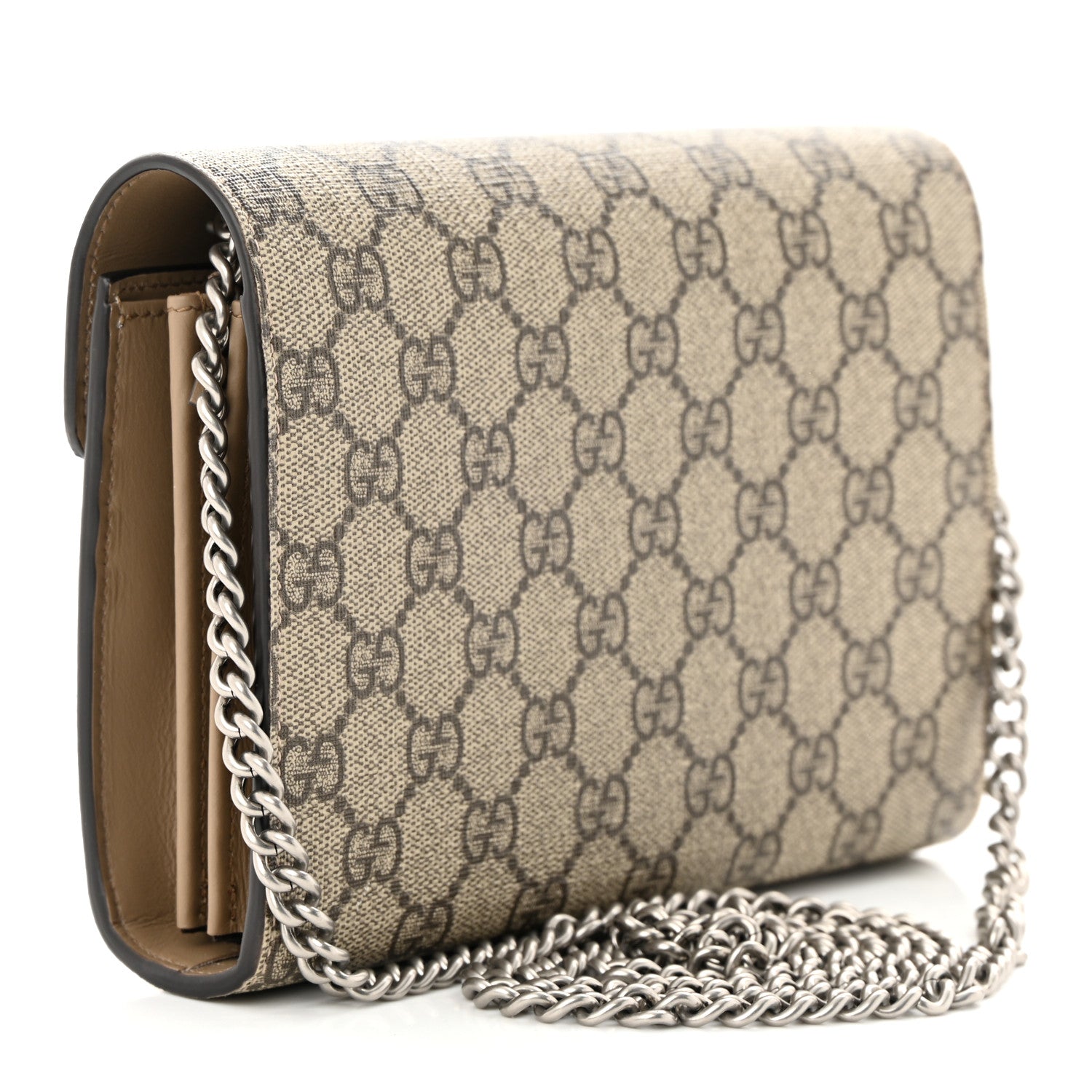 Gucci Calfskin GG Matelasse Chain Wallet Beige Taupe 3 of 11