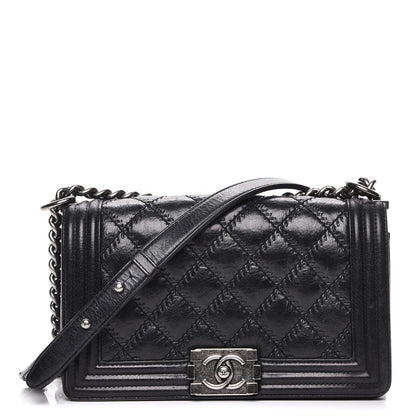 Chanel Calfskin Double Stitch Medium Boy Flap Black 1 of 8