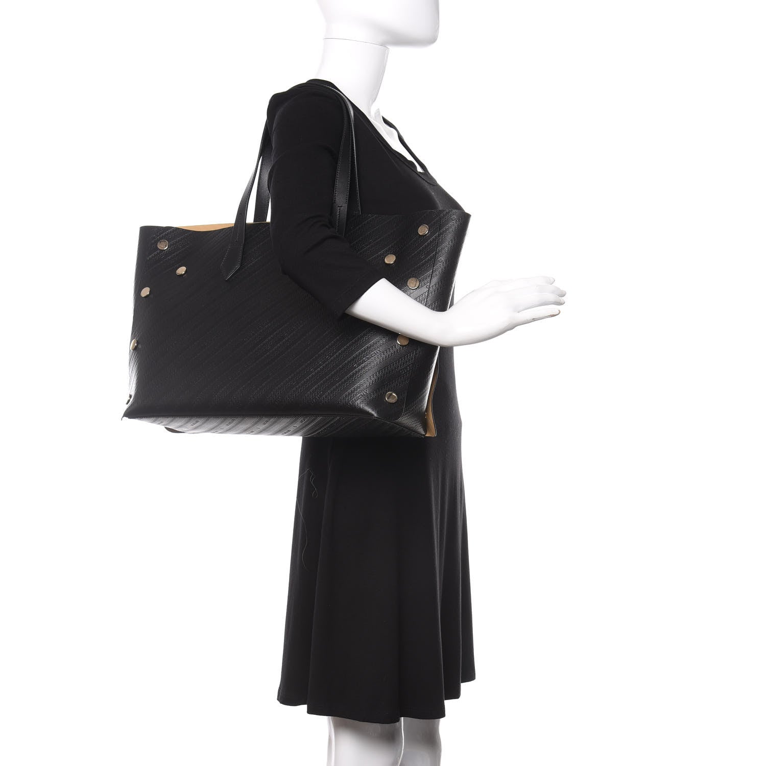 Givenchy Calfskin Chain Embossed Medium Bond Shopper Tote Black 2 of 10