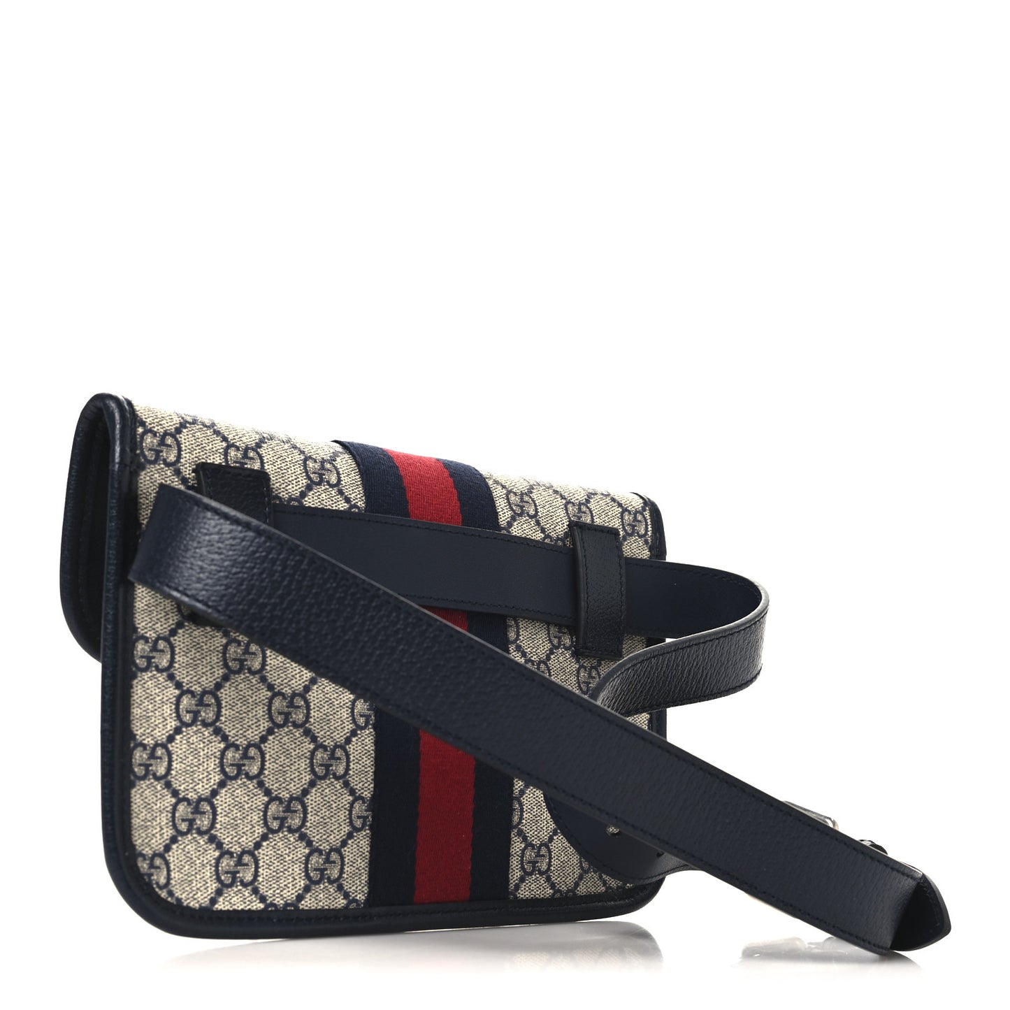 GG Supreme Monogram Web Small Ophidia Belt Bag 90 36 Beige Navy
