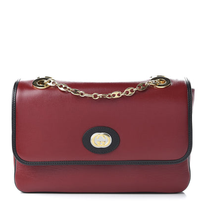 Gucci Azalea Calfskin Bi-Color Small Marina Chain Shoulder Bag New Cherry Red Black 1 of 10