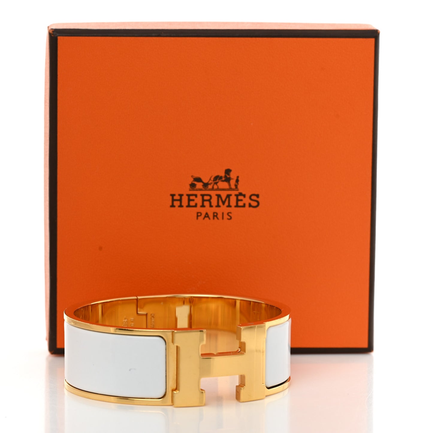 Enamel Wide Clic Clac H Bracelet PM White