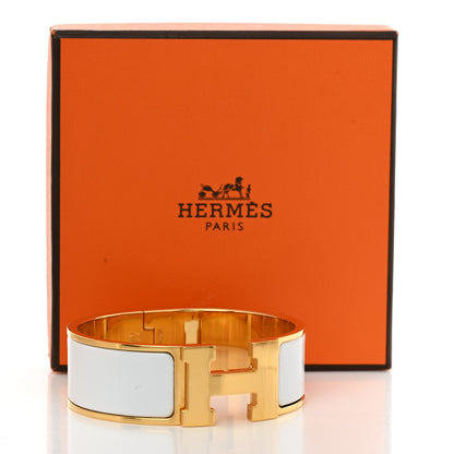 Hermes Enamel Wide Clic Clac H Bracelet PM White 6 of 6