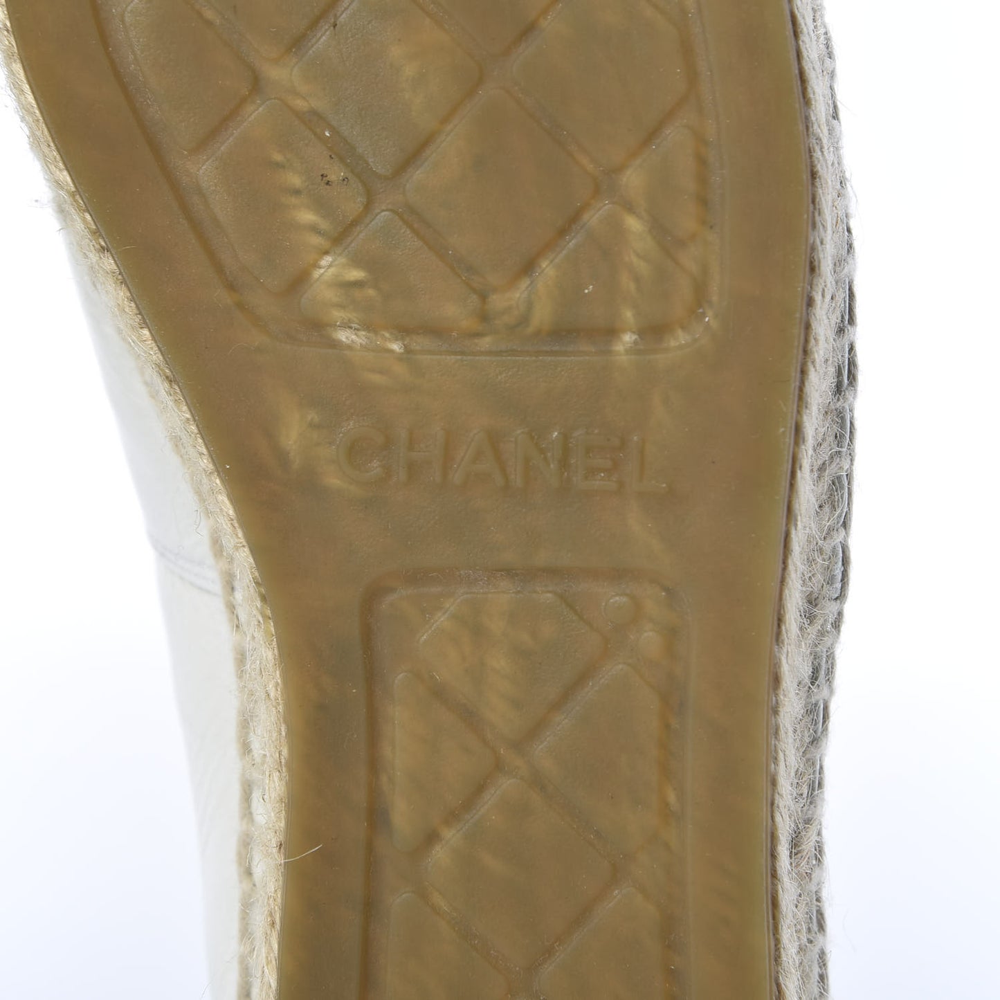 Distressed Patent CC Espadrilles 39 White