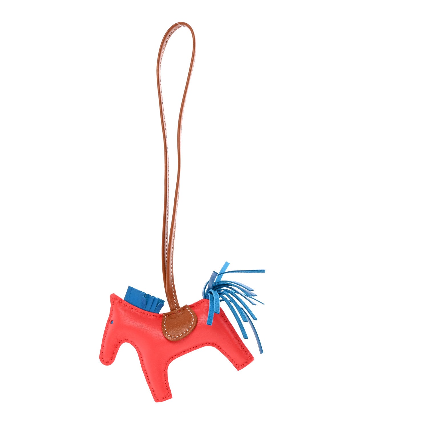 Hermes Milo Lambskin Grigri Rodeo Horse Bag Charm PM Rose Texas Bleu Zanzibar Gold 1 of 5