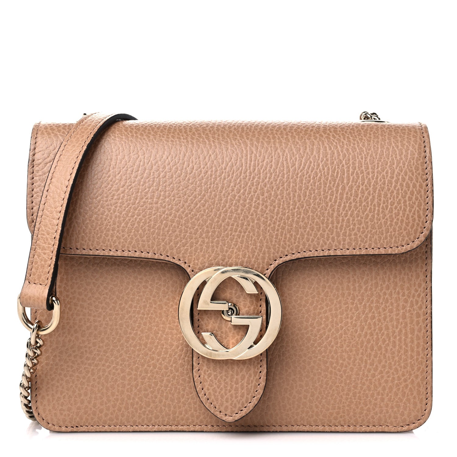 Gucci Dollar Calfskin Small Interlocking G Shoulder Bag Camelia 1 of 10