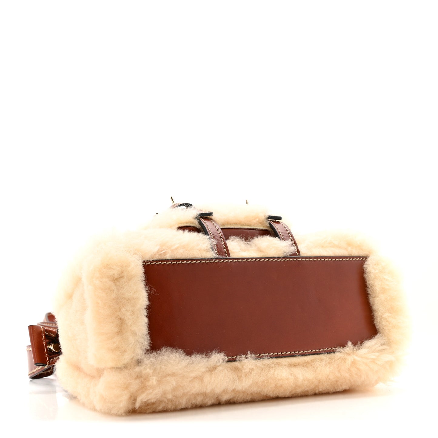 Shearling Vegetable Tanned Calfskin Mini Edith Sepia Brown