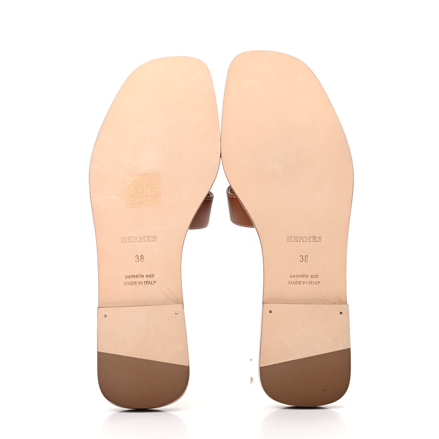 Hermes Box Calfskin Oran Sandals 38 Gold 5 of 8