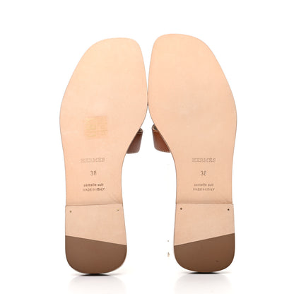 Hermes Box Calfskin Oran Sandals 38 Gold 5 of 8