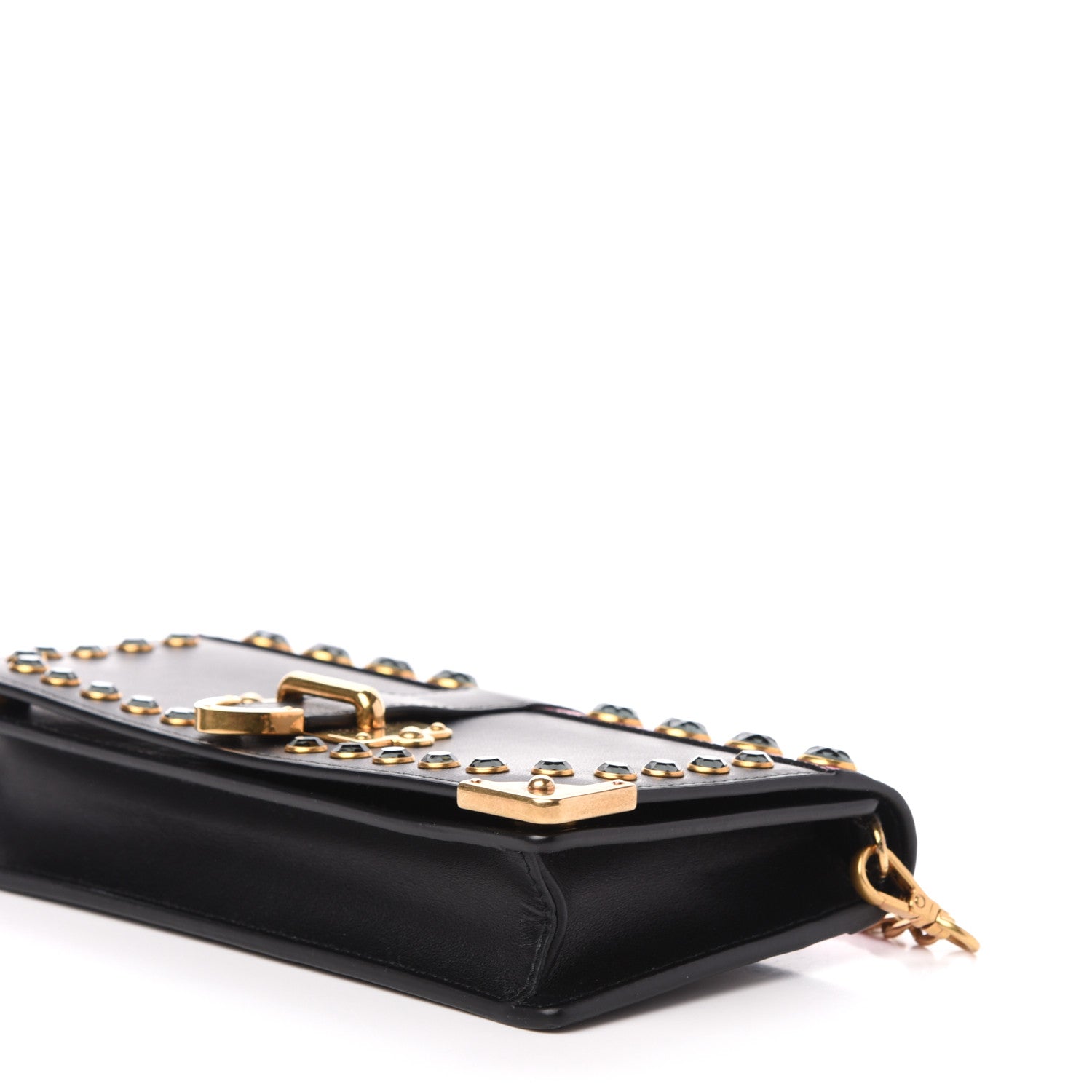 Prada City Calfskin Cahier Crystal Studded Mini Bag Fuxia Black 8 of 9