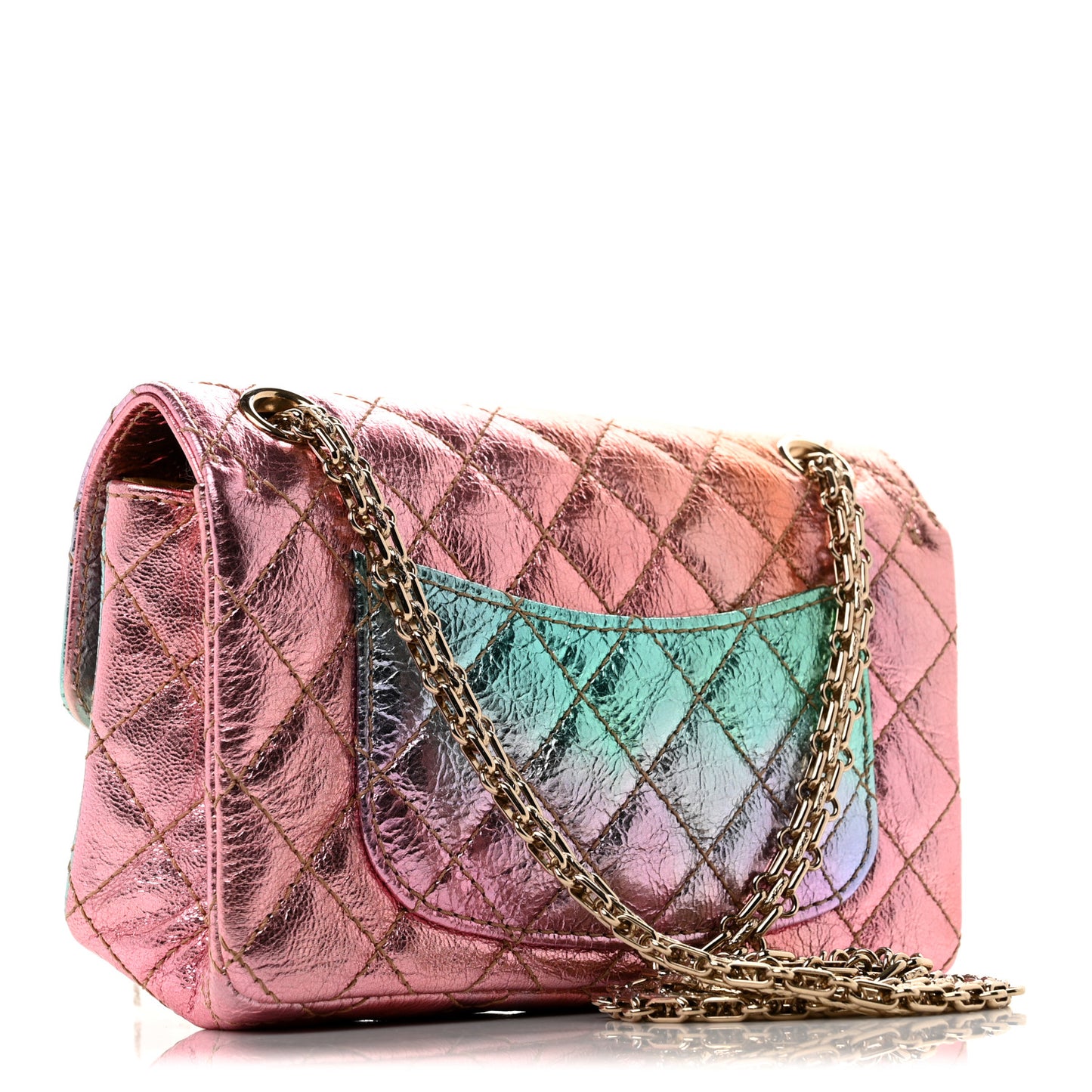Metallic Goatskin Quilted Mini 2.55 Reissue Flap Multicolor