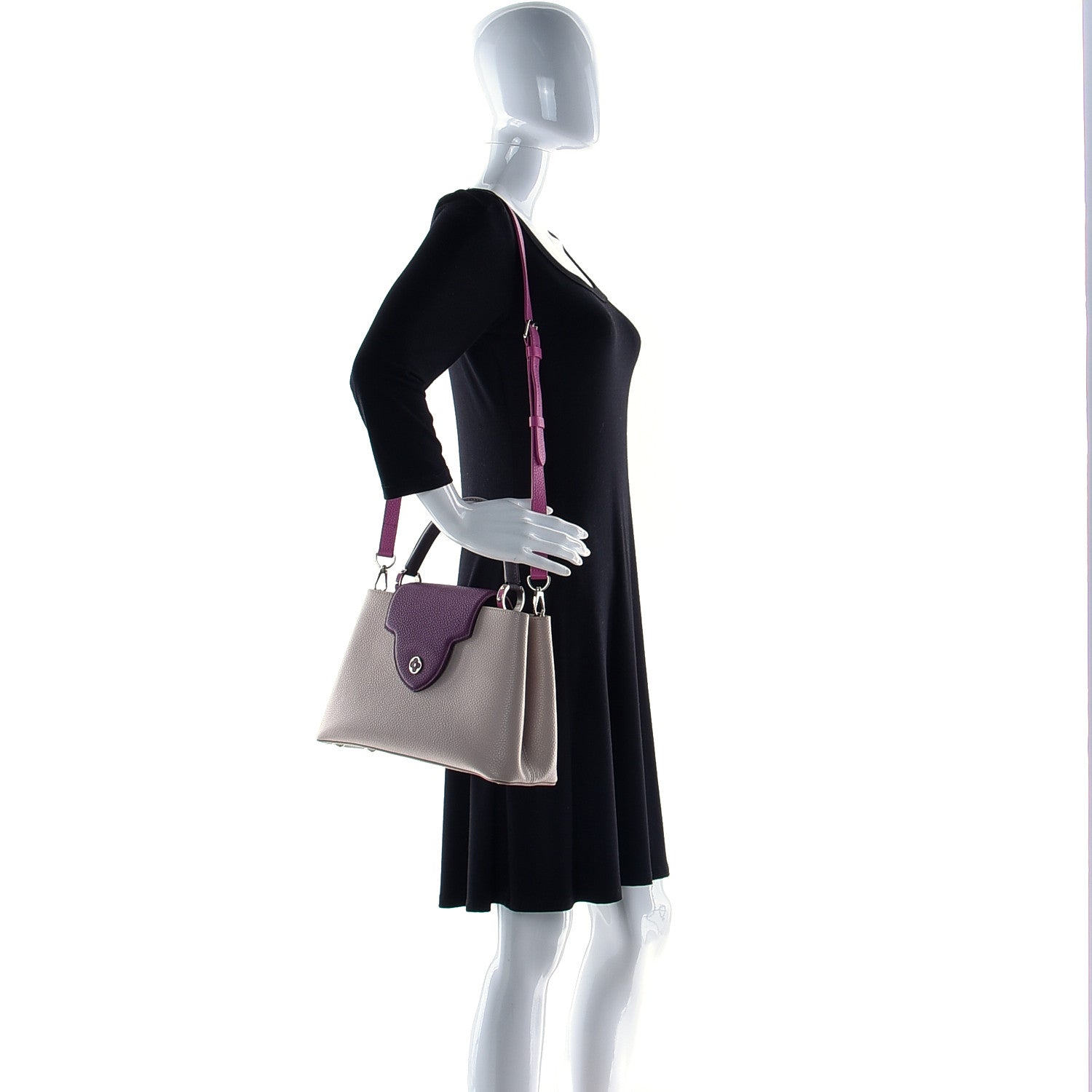 Louis Vuitton Taurillon Capucines PM Galet Violet 5 of 17