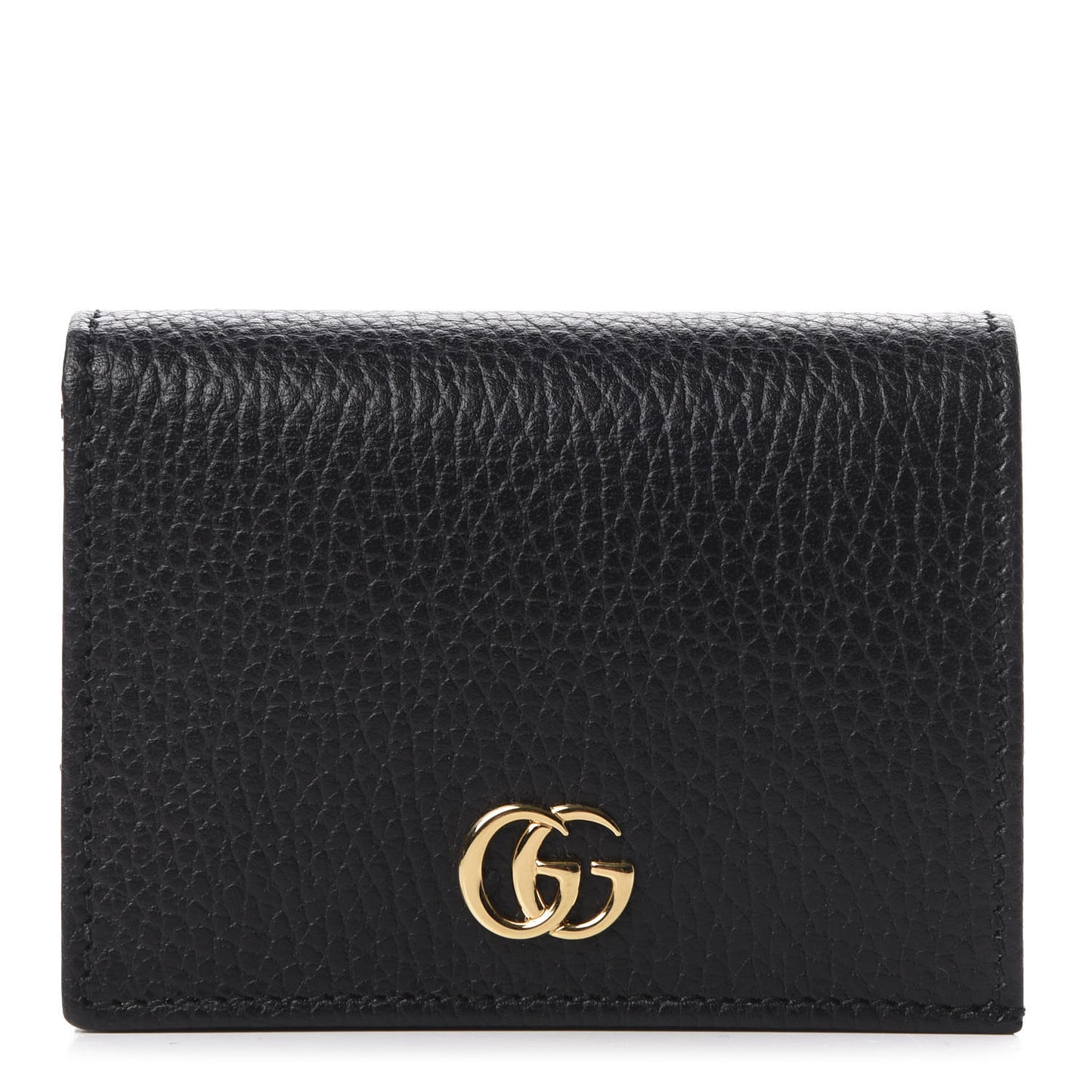 Pebbled Calfskin GG Marmont Card Case Black