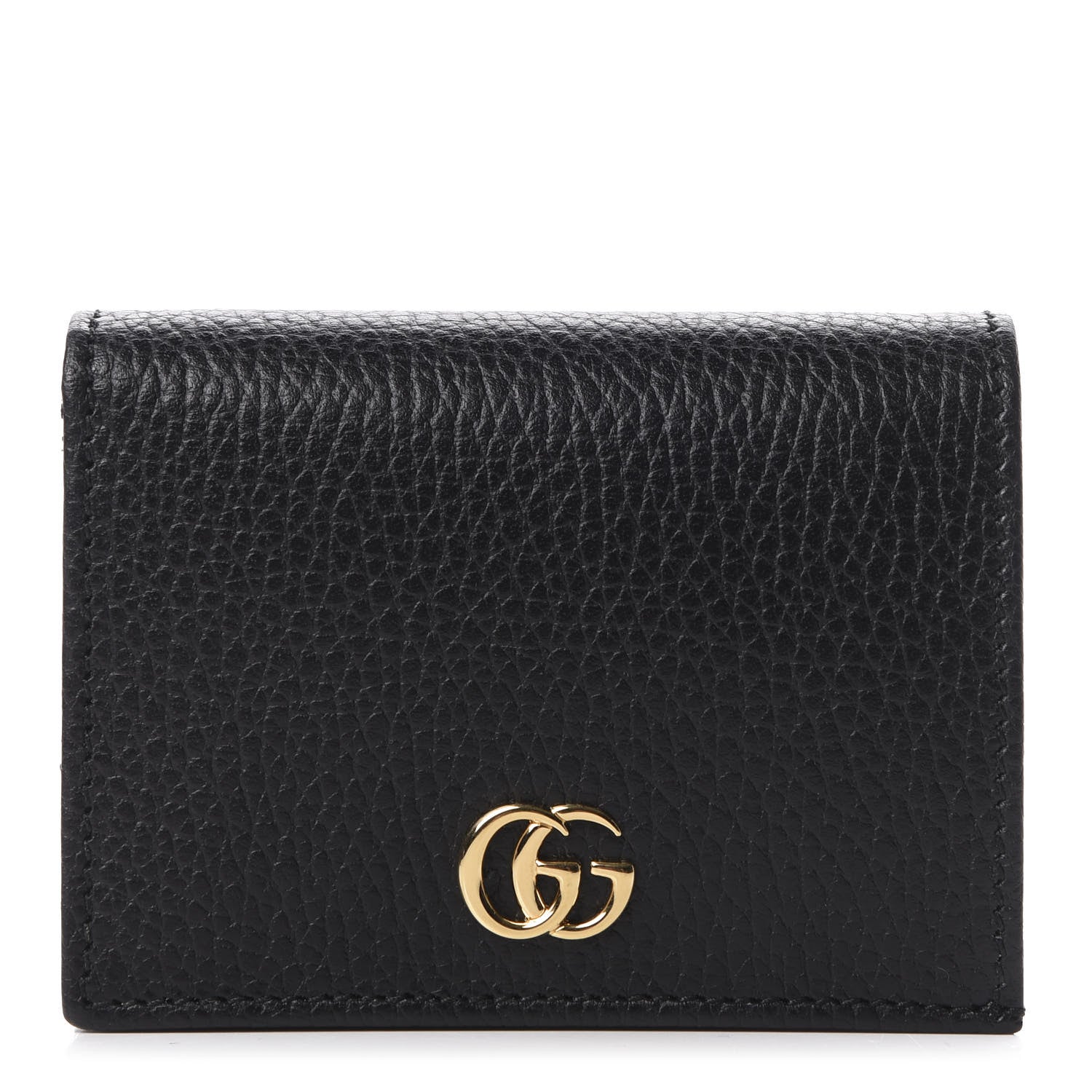 Gucci Pebbled Calfskin GG Marmont Card Case Black 1 of 9