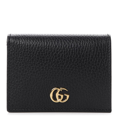 Gucci Pebbled Calfskin GG Marmont Card Case Black 1 of 9