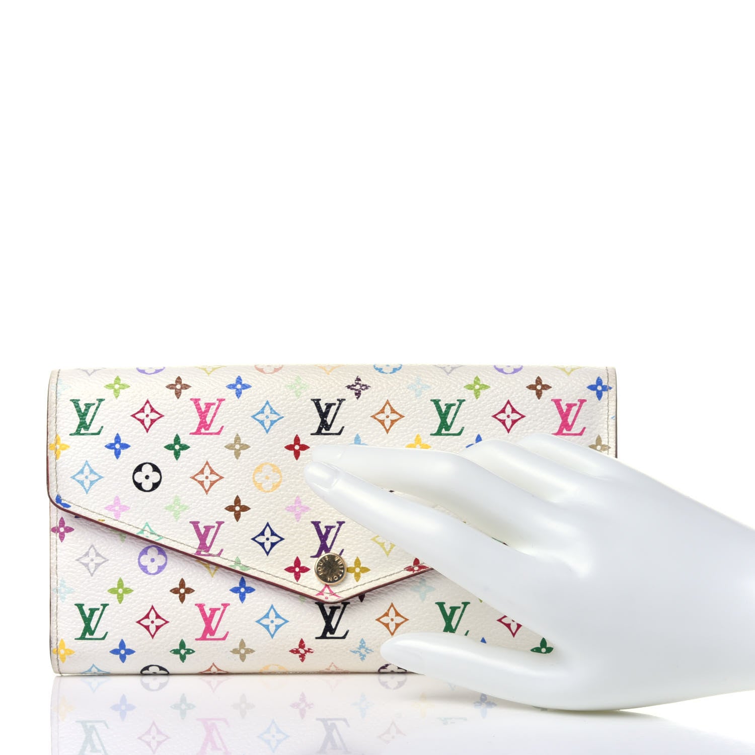 Louis Vuitton Monogram Multicolor Sarah Wallet NM White Litchi 2 of 9
