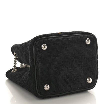 Saint Laurent Woven Wool Embroidered Baby Emmanuelle Bucket Bag Black 4 of 8