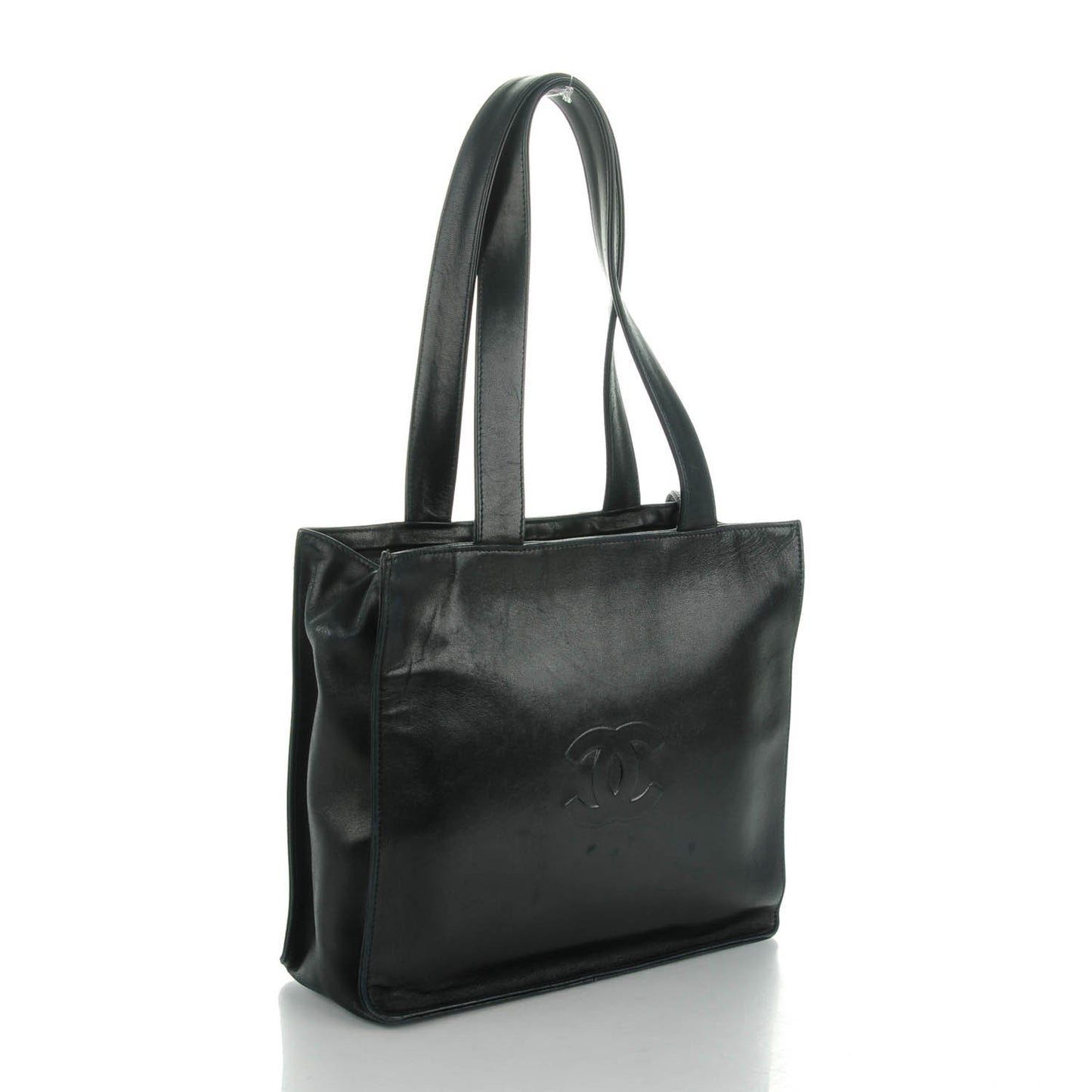Lambskin CC Camellia Tote Black