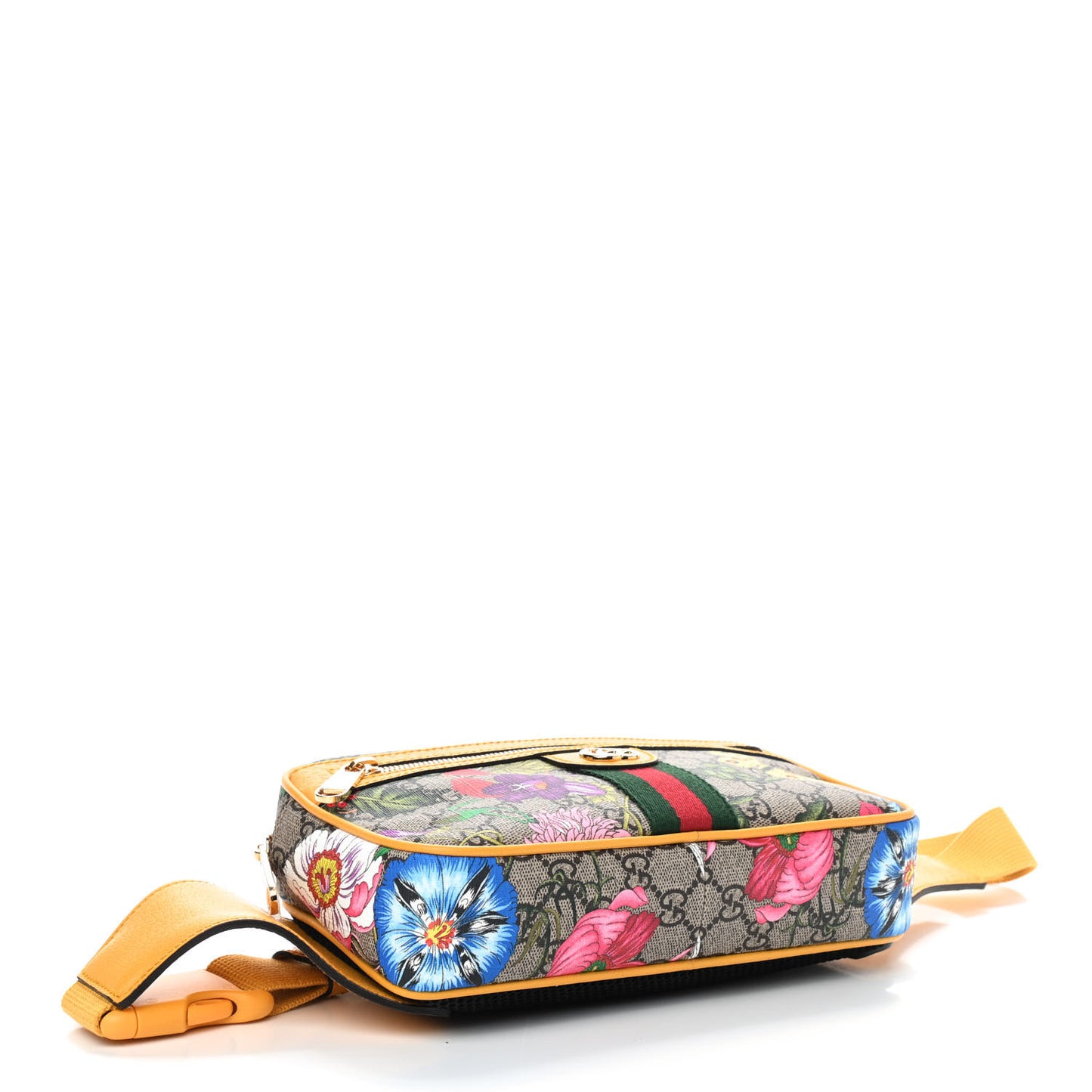 GG Supreme Monogram Flora Medium Ophidia Belt Bag Beige Multicolor Crop