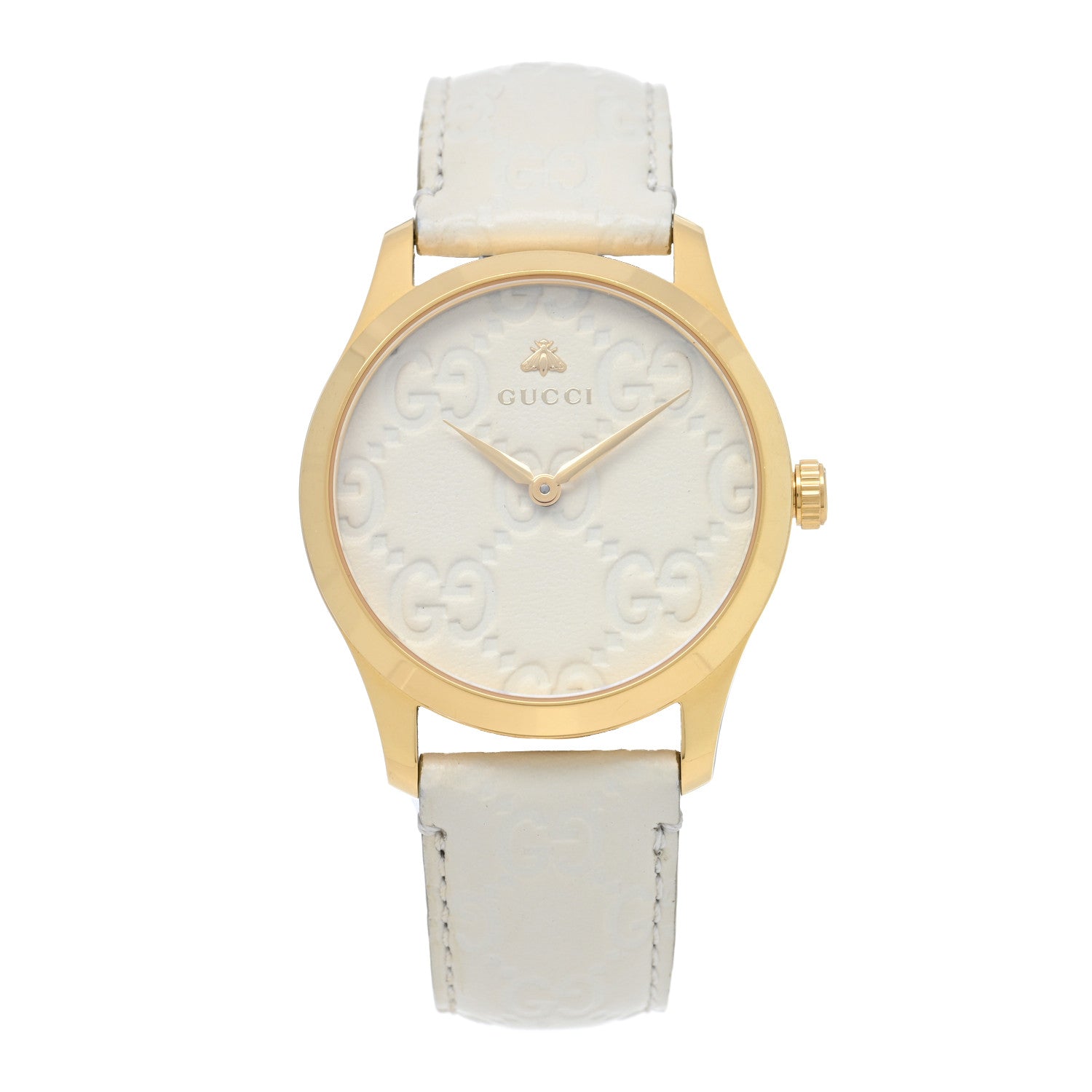 Gucci Stainless Steel Calfskin 38mm G-Timeless Quartz Watch White 1 of 5
