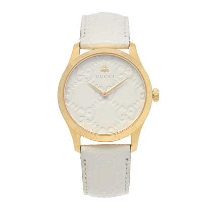 Gucci Stainless Steel Calfskin 38mm G-Timeless Quartz Watch White 1 of 5