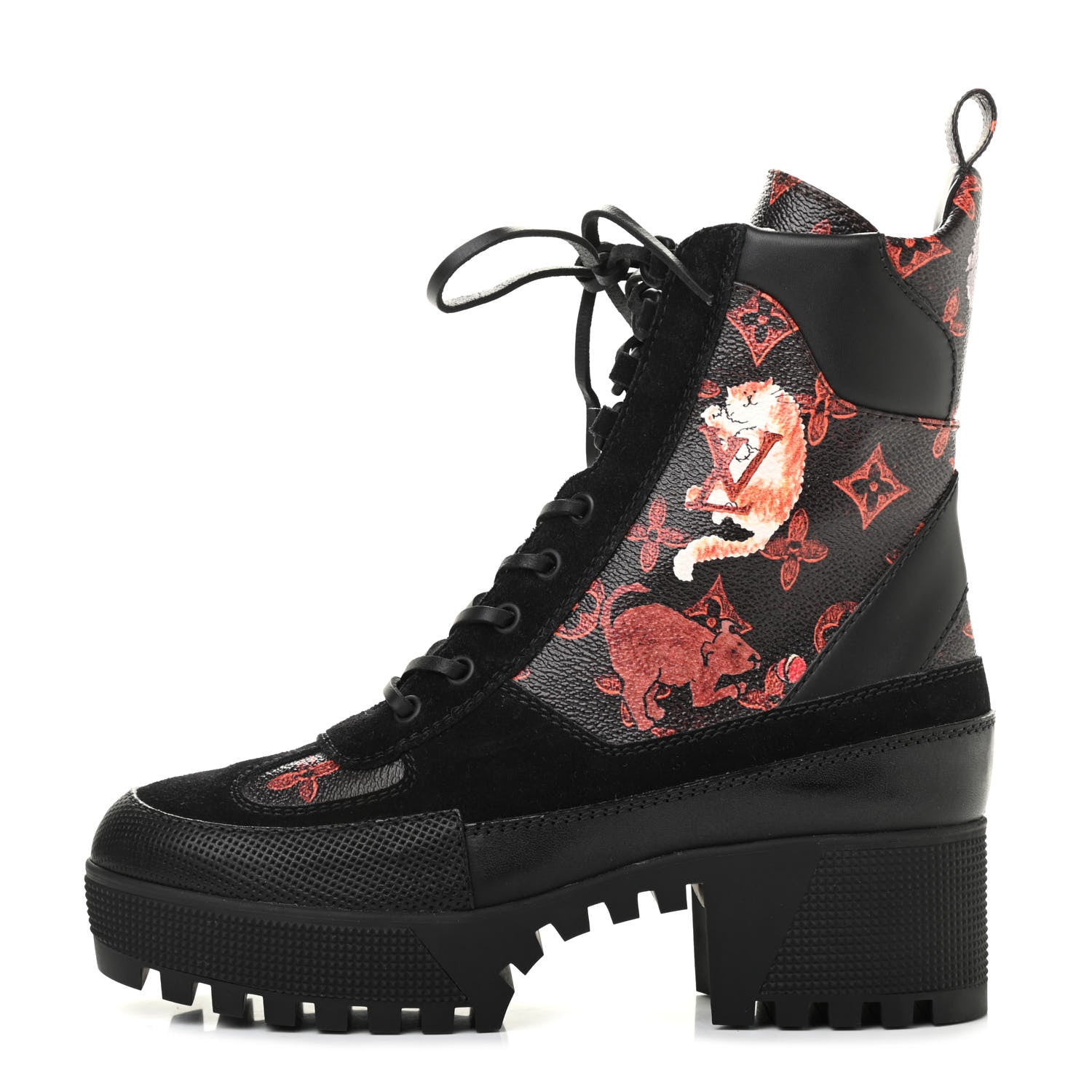 Louis Vuitton Suede Calfskin Catogram Laureate Platform Desert Boots 37.5 Black Marron 1 of 9