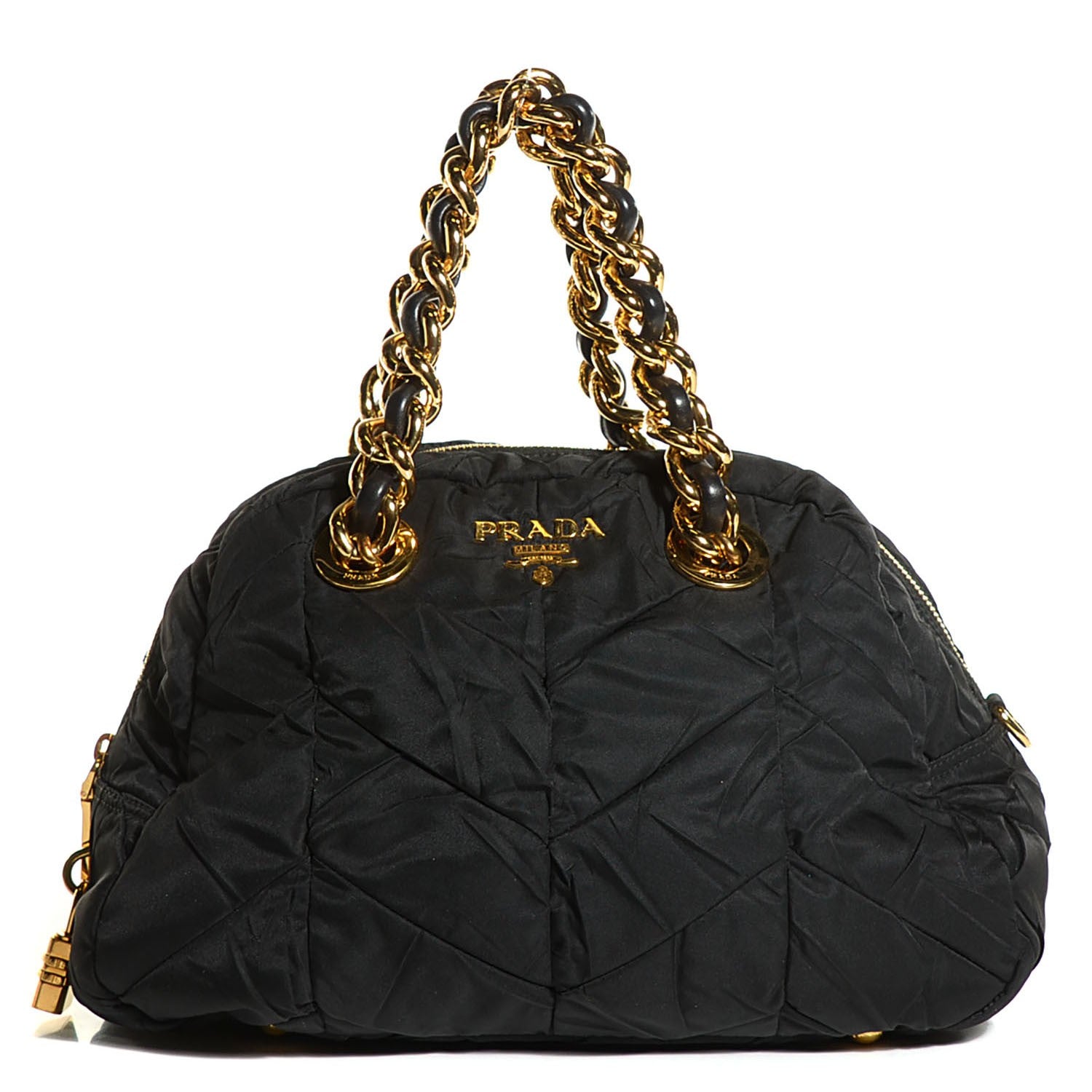 Prada Tessuto Nylon Chevron Catena Bag Nero Black 1 of 10
