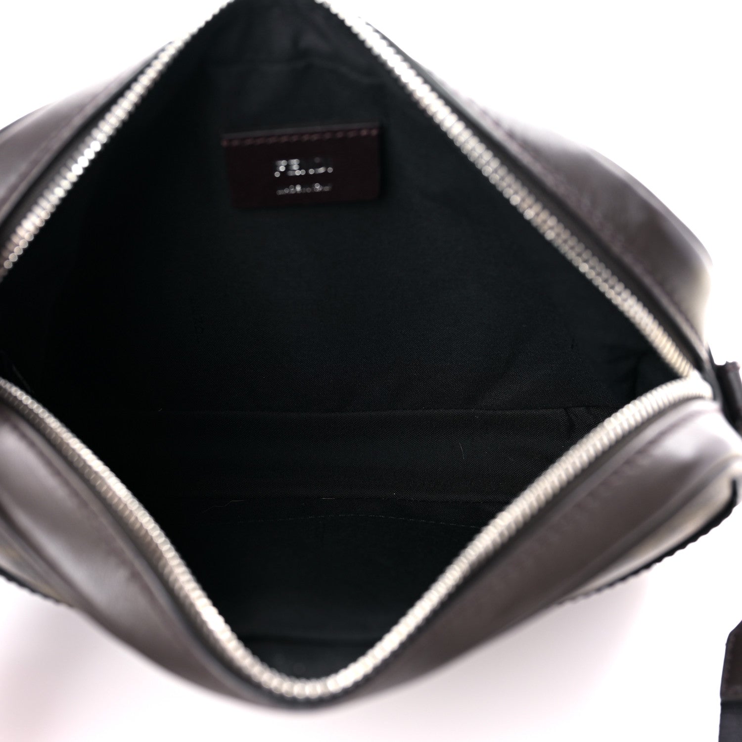 Fendi Shiny Glazed Fabric Vitello Cover FF 1974 Logo Medium Camera Case Tobacco Moro Giallo Ebano 5 of 12