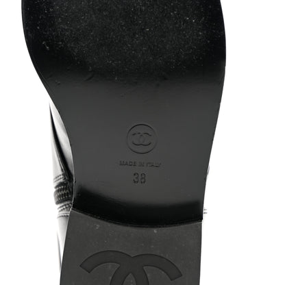 Chanel Calfskin Cap Toe Lace Up Combat Boots 38 Black 8 of 11