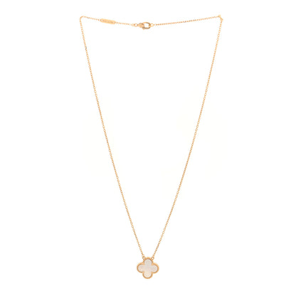 Van Cleef & Arpels 18K Yellow Gold Mother of Pearl Vintage Alhambra Pendant Necklace 3 of 4