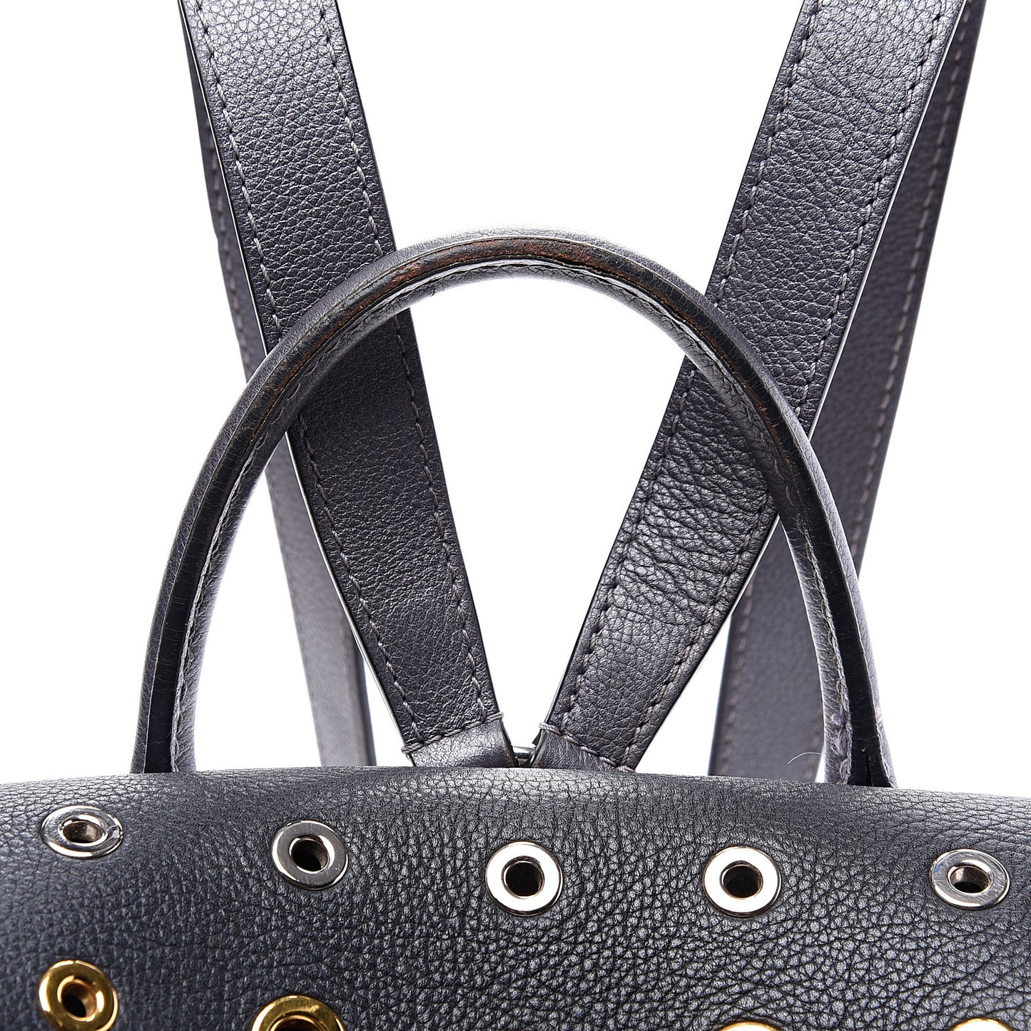 Calfskin Eyelet Lockme Backpack Black