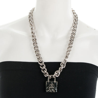 Chanel Pearl Lucite CC Padlock Necklace Silver 3 of 3