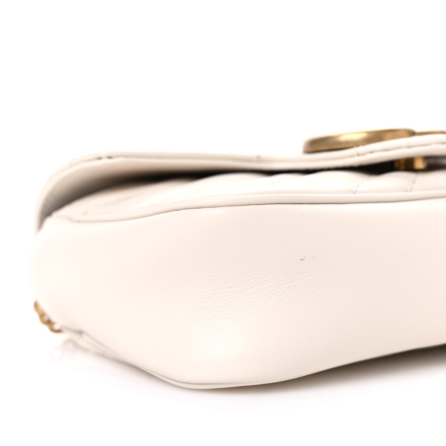 Gucci Calfskin Matelasse Super Mini GG Marmont Shoulder Bag White 9 of 10