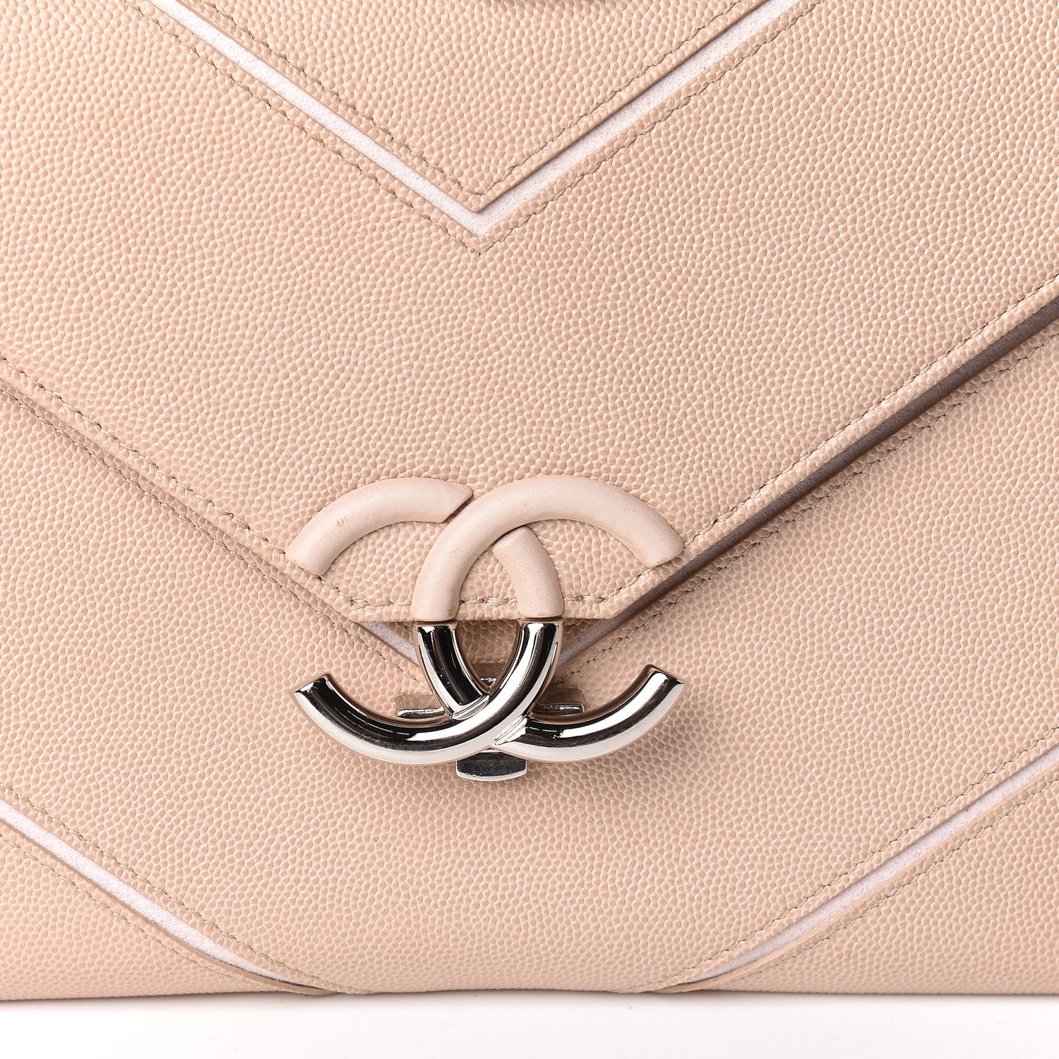 Chanel Caviar Macro Chevron Single Flap Beige 12 of 13