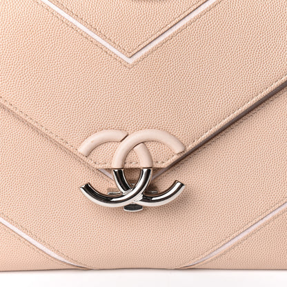 Chanel Caviar Macro Chevron Single Flap Beige 12 of 13