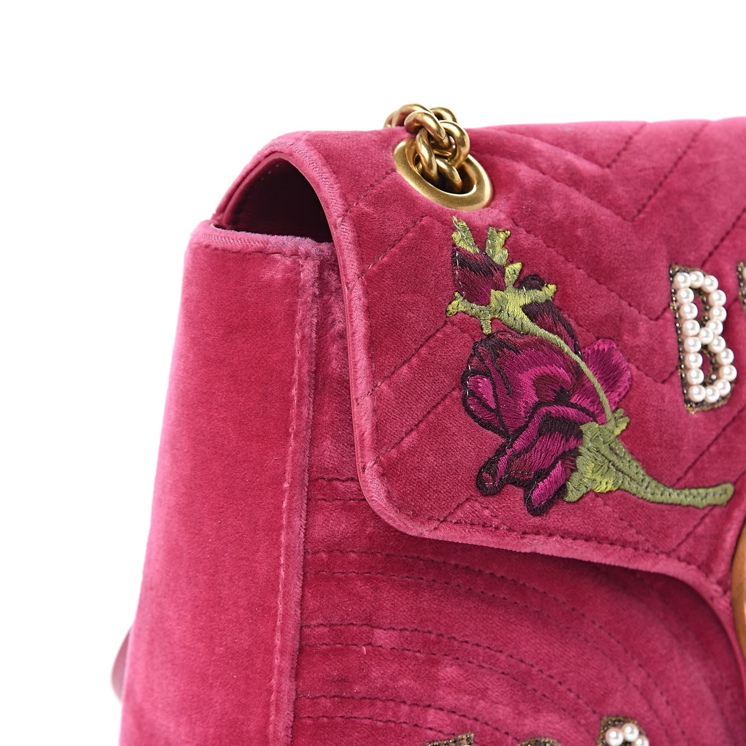 Gucci Velvet Matelasse Blind for Love Embroidered Medium GG Marmont Shoulder Bag Light Raspberry Rose Multicolor 12 of 20