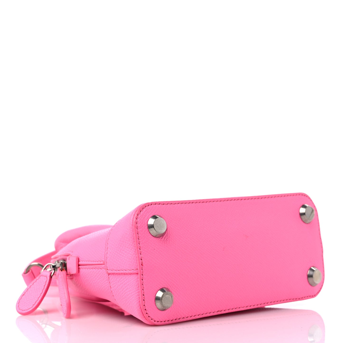 Signature Grained Calfskin Logo XXS Ville Top Handle Bag Acid Pink Black