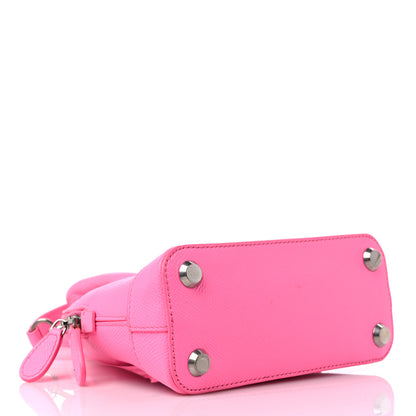 Balenciaga Signature Grained Calfskin Logo XXS Ville Top Handle Bag Acid Pink Black 4 of 16