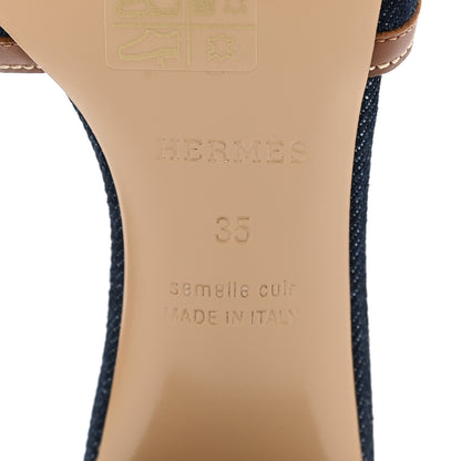 Hermes Calfskin Denim Oasis Sandals 35 Bleu Brut Gold 6 of 9