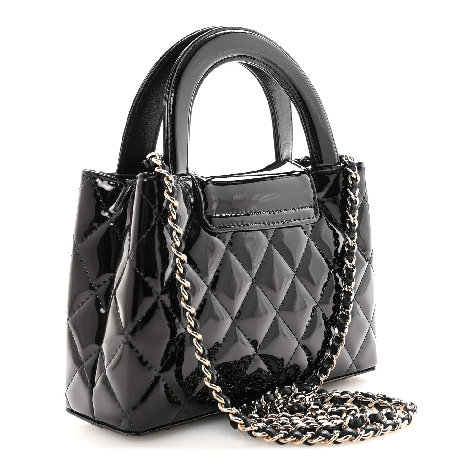 Chanel Patent Calfskin Quilted Nano Kelly Shopper Black 3 of 11