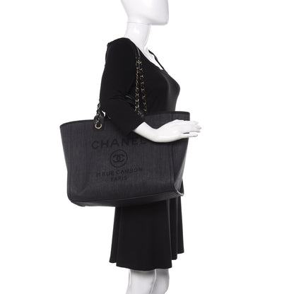 Chanel Mixed Fibers Calfskin Medium Deauville Tote Black 2 of 12