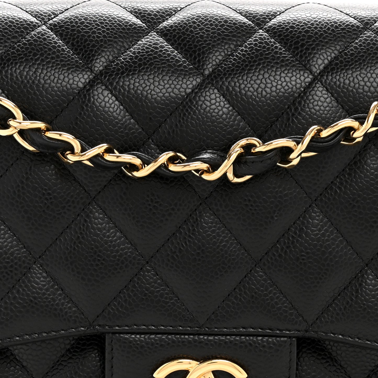 Caviar Quilted Jumbo Double Flap Black