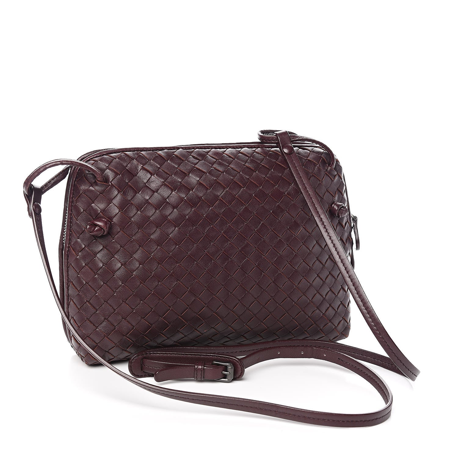 Bottega Veneta Nappa Intrecciato Nodini Crossbody Messenger Aubergine 3 of 14