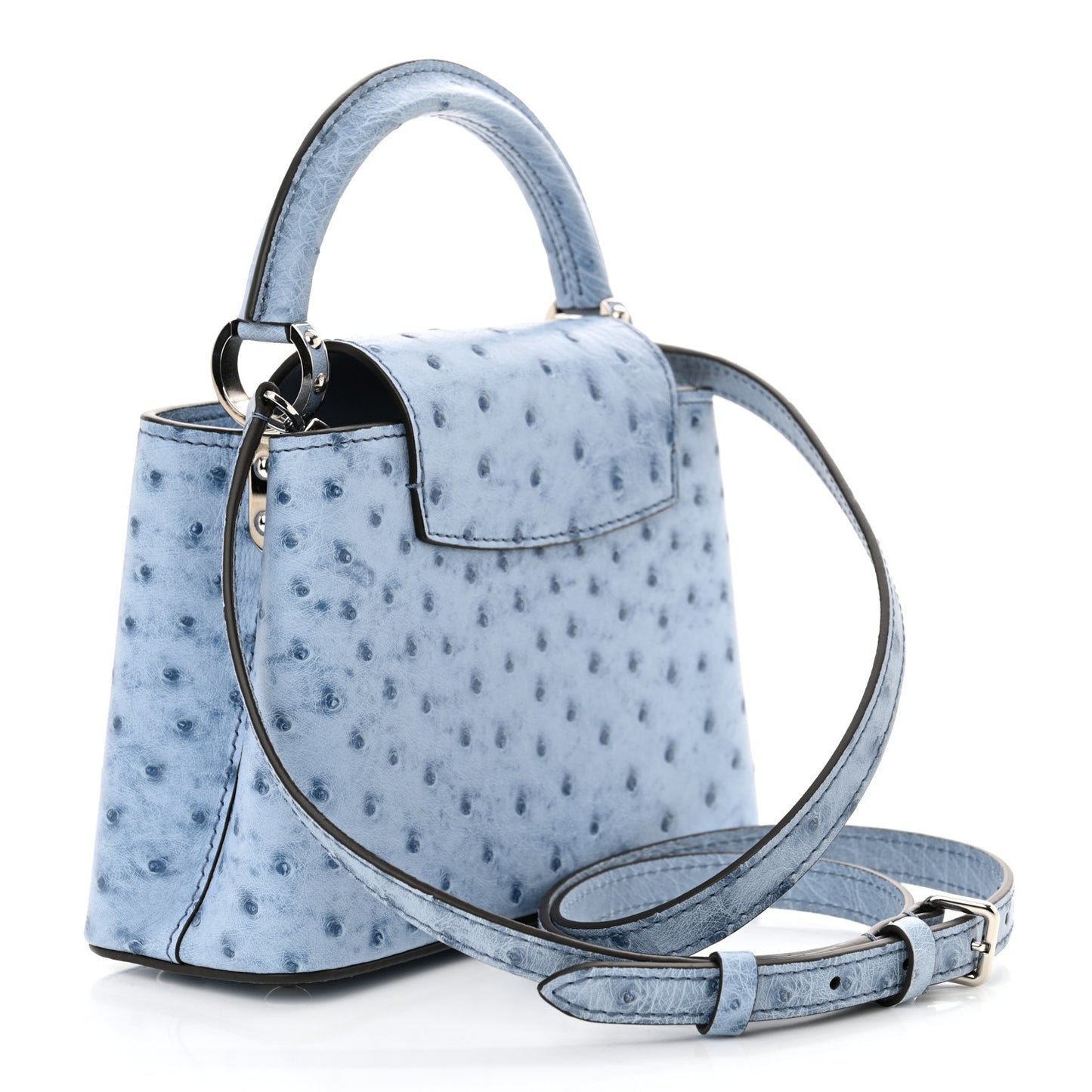 Ostrich Capucines Mini Blue Denim