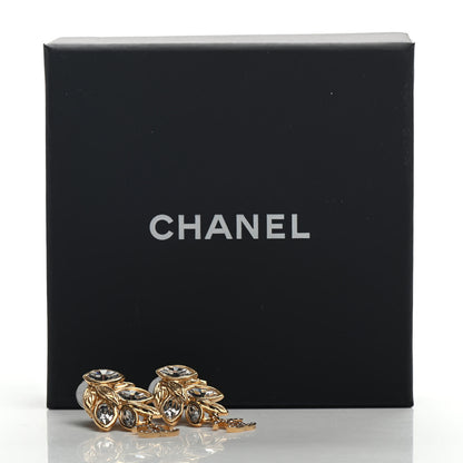 Chanel Crystal Sparkling Wheat CC Drop Earrings Gold 5 of 5