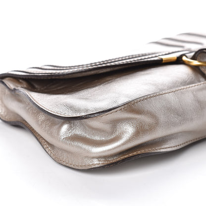 Chloe Metallic Calfskin Marcie Clutch Pewter 8 of 9