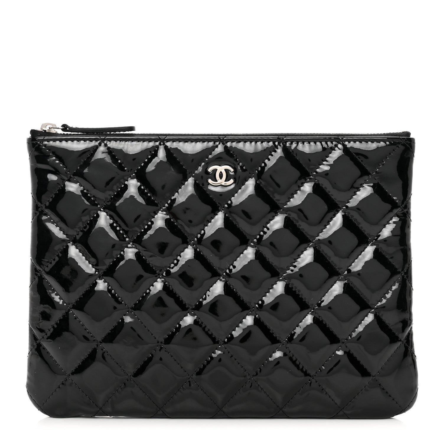 Chanel Patent Calfskin Quilted Medium Cosmetic Case Black 1 of 8