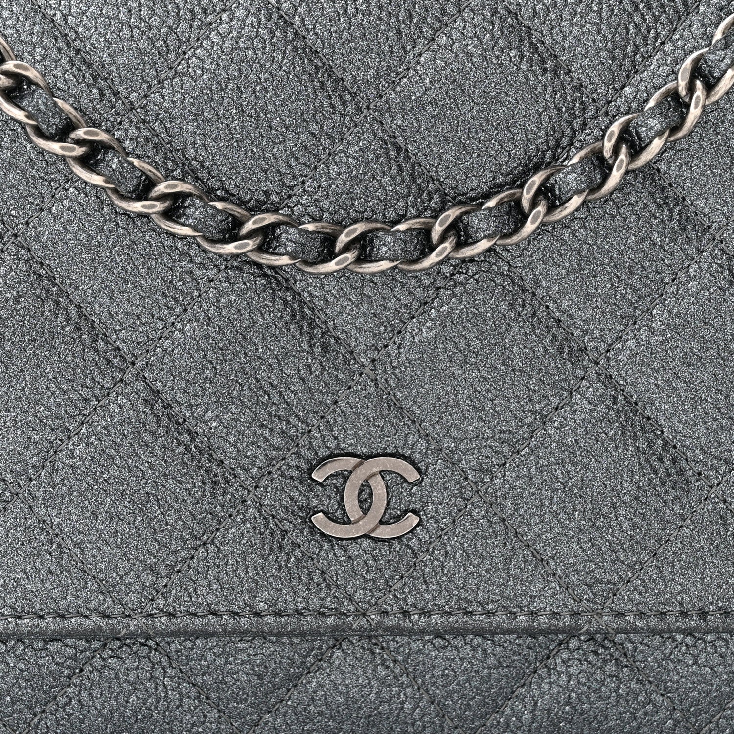 Chanel Iridescent Caviar Quilted Wallet on Chain WOC Blue 9 of 12